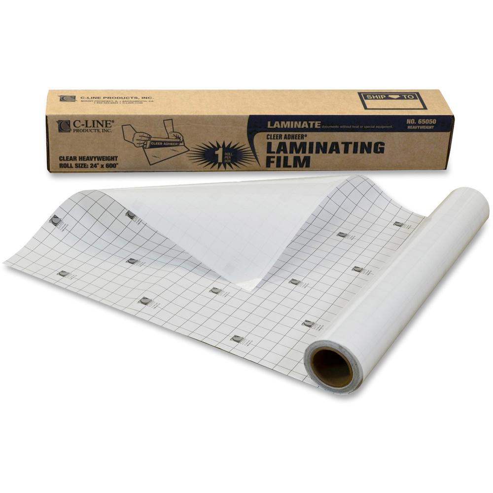 C-Line Heavyweight Cleer Adheer Laminating Film Roll - Clear, One-Sided, 24 x 600, 1/BX, 65050. Picture 1