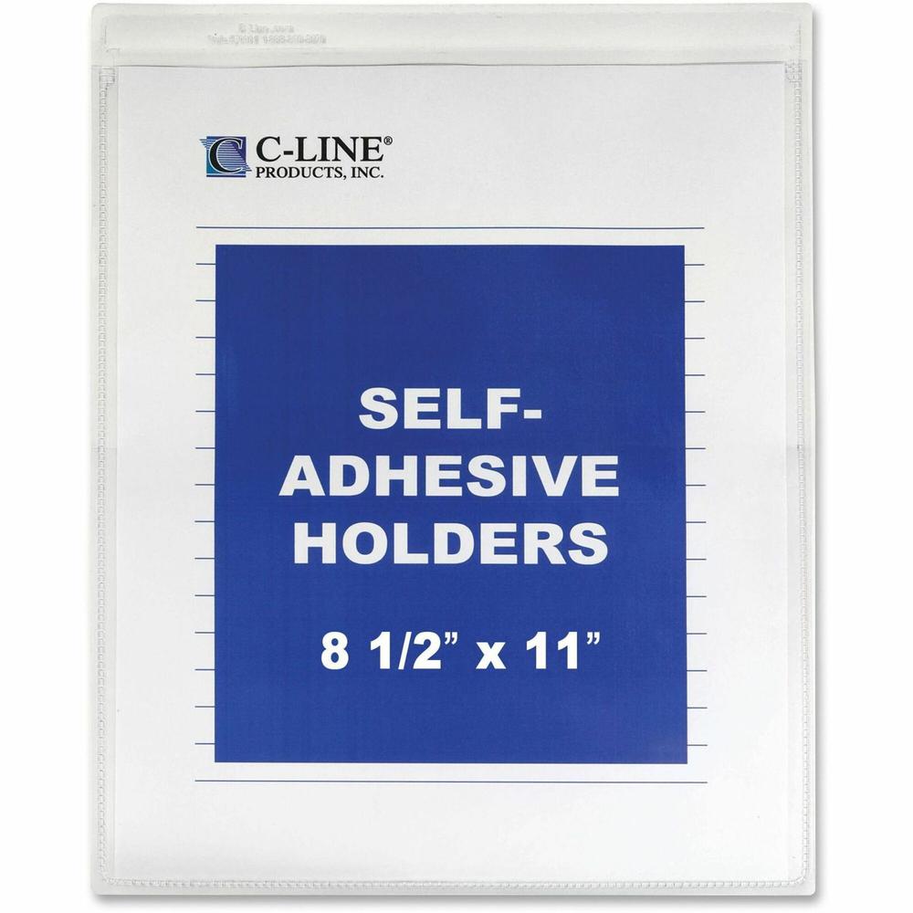 C-Line Self-Adhesive Poly Shop Ticket Holders, Welded - 8-1/2 x 11, Peel & Stick, 50/BX, 70911. Picture 1