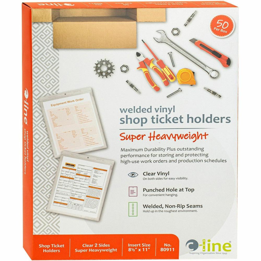 C-Line Vinyl Shop Ticket Holders, Welded - Both Sides Clear, 8-1/2 x 11, 50/BX, 80911. Picture 1