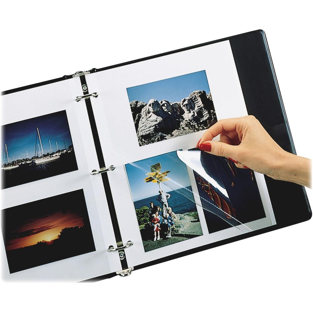 C-Line Redi-Mount Ring Binder Photo Mounting Sheets - Clear Overlay, White Page, 11 x 9, 50/BX, 85050. Picture 1