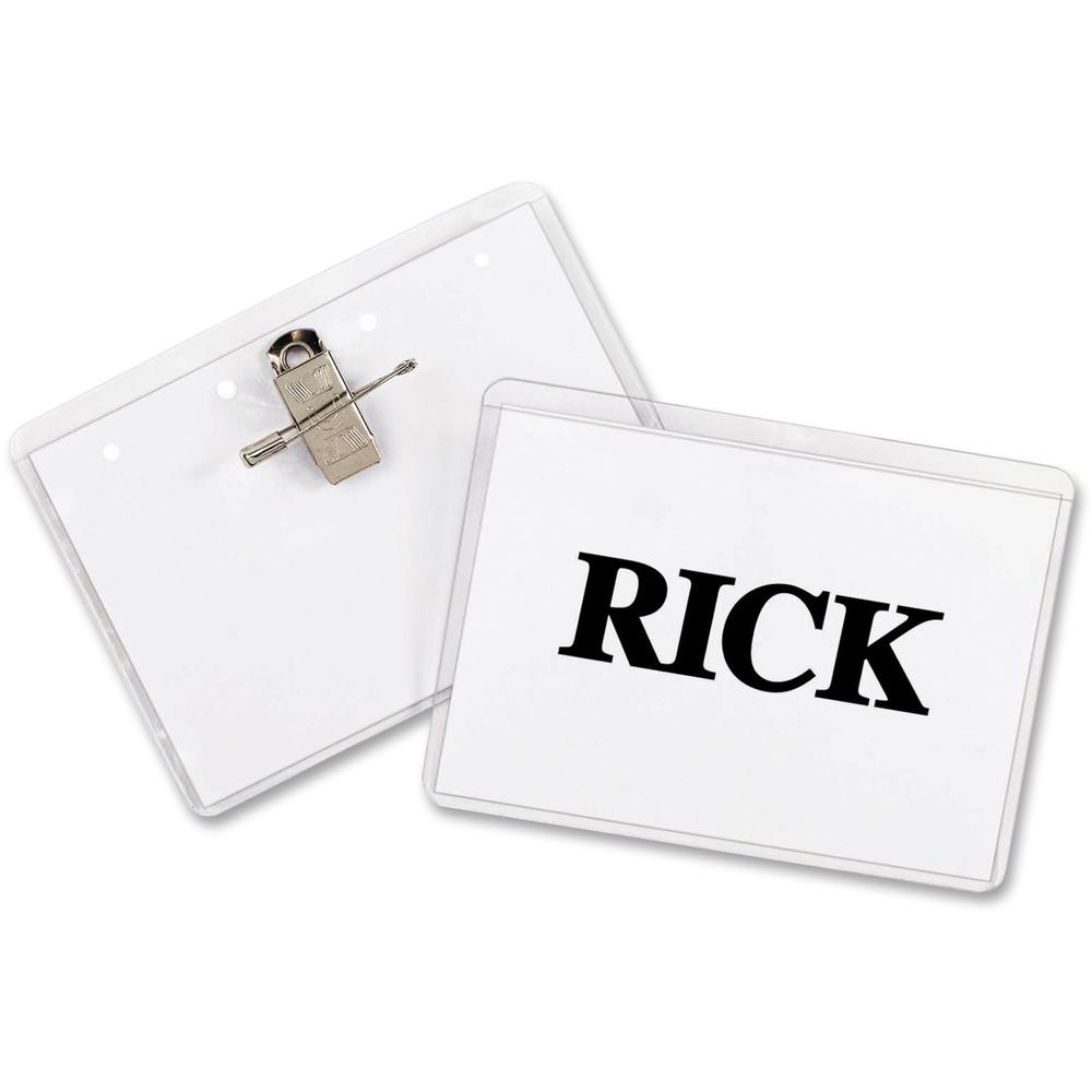 C-Line Clip/Pin Combo Style Name Badges - Sealed Holders with Inserts, 4 x 3, 50/BX, 95743. Picture 1