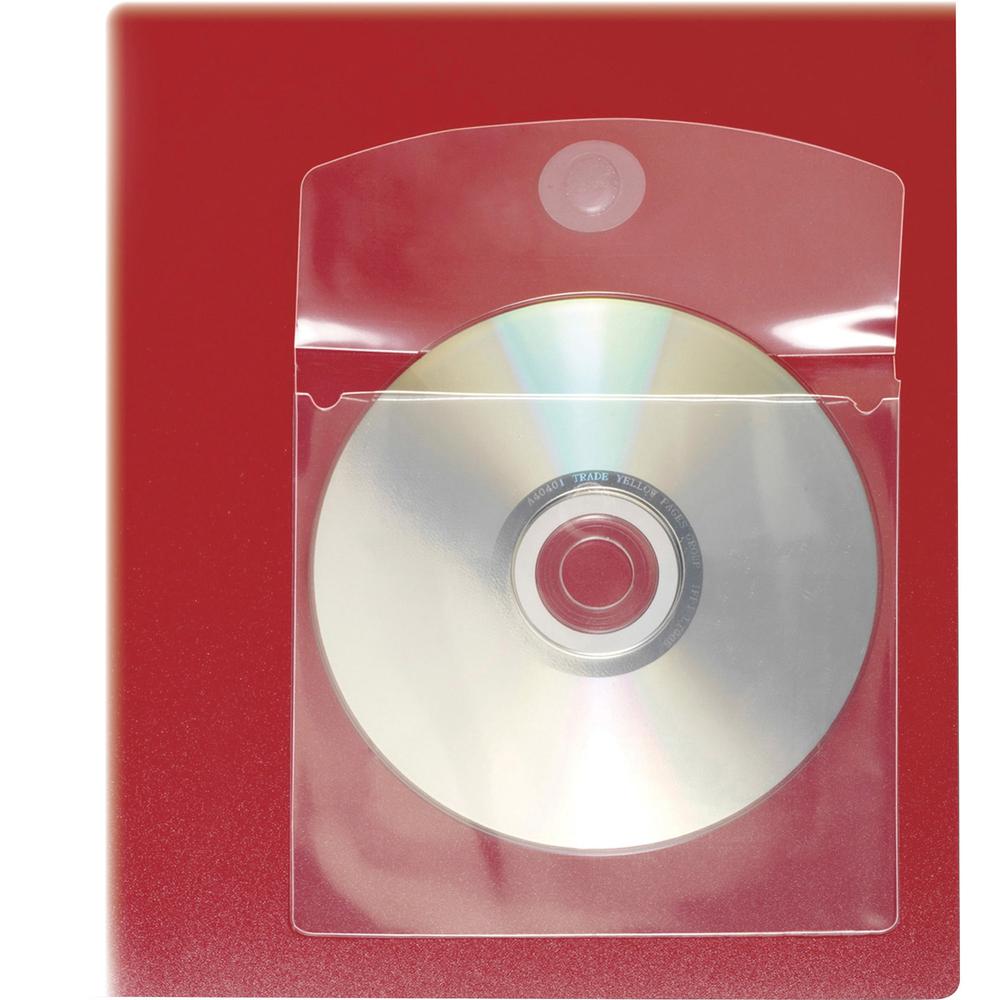 Cardinal HOLDit! Self-Adhesive CD/DVD Disk Pockets - 5" Height x 0.1" Width x 5" Length - 1 x CD/DVD Capacity - 5" x 5" Sheet - Ring Binder - Rectangular - Clear - Polypropylene - 10 / Pack. Picture 1