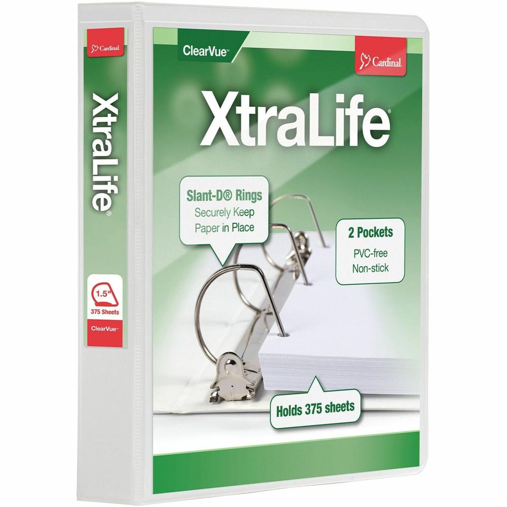 Cardinal Xtralife ClearVue Locking Slant-D Binders - 1 1/2" Binder Capacity - Letter - 8 1/2" x 11" Sheet Size - 375 Sheet Capacity - 1 3/5" Spine Width - 3 x D-Ring Fastener(s) - 2 Inside Front & Bac. Picture 1
