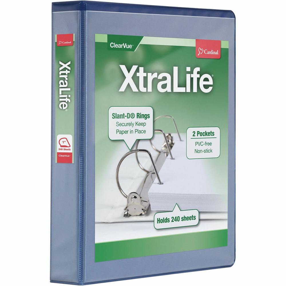 Cardinal Xtralife ClearVue Locking Slant-D Binders - 1 1/2" Binder Capacity - Letter - 8 1/2" x 11" Sheet Size - 375 Sheet Capacity - 1 3/5" Spine Width - 3 x D-Ring Fastener(s) - 2 Inside Front & Bac. Picture 1
