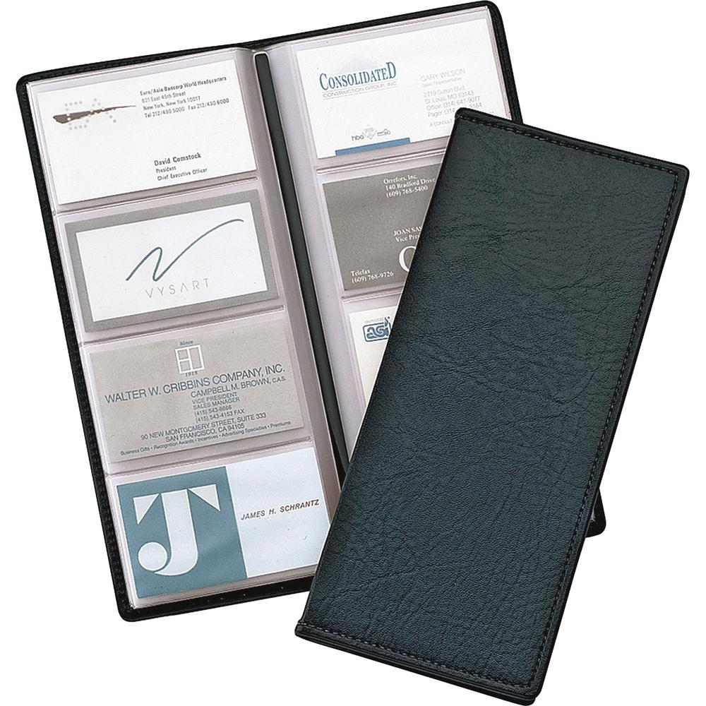 Cardinal Sewn 96 Card File - 96 Capacity - 4.25" Width x 10.38" Length - Black Vinyl Cover. Picture 1