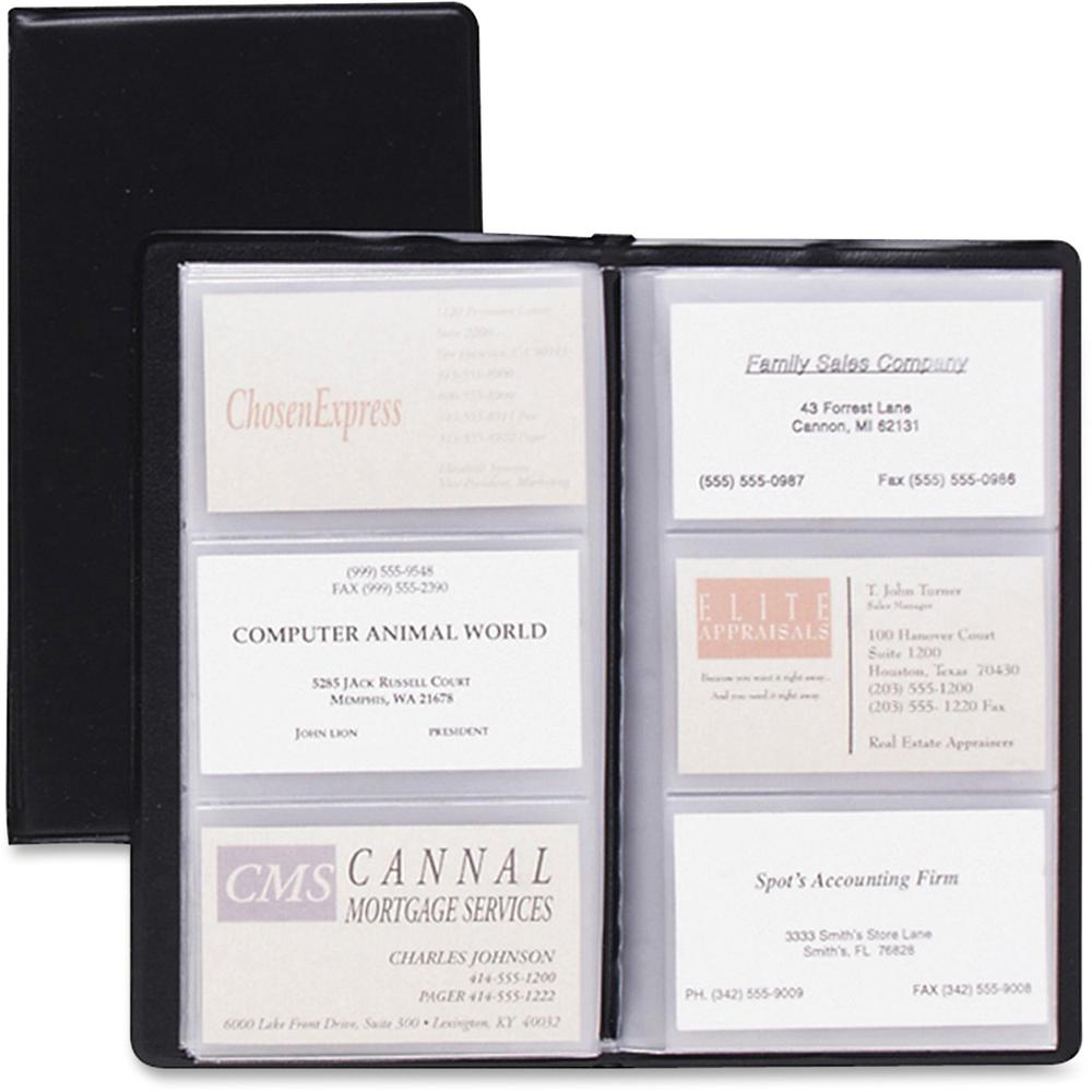 Cardinal Business Card File - 72 Capacity - 4.38" Width x 7.75" Length - Black Vinyl Cover. Picture 1