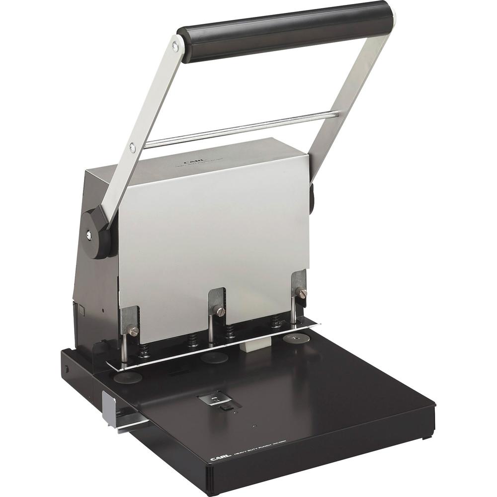 CARL Extra Heavy-duty 3-hole Power Punch - 3 Punch Head(s) - 300 Sheet of 20lb Paper - 9/32" Punch Size - Steel - Platinum. The main picture.