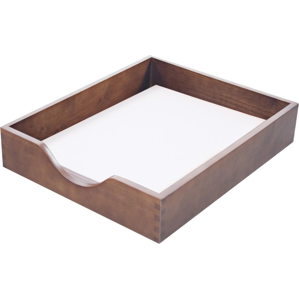 Carver Solid Wood Desk Tray - Desktop - Stackable - Walnut - Walnut - Oak - 1 Each. Picture 1