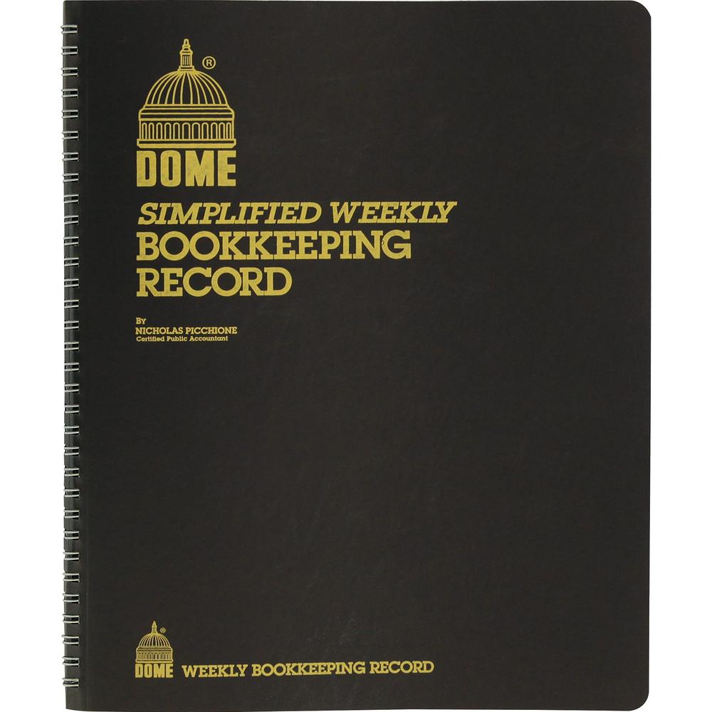 Dome Bookkeeping Record Book - 128 Sheet(s) - Wire Bound - 8.75" x 11.25" Sheet Size - Brown Cover - Recycled - 1 Each. Picture 1