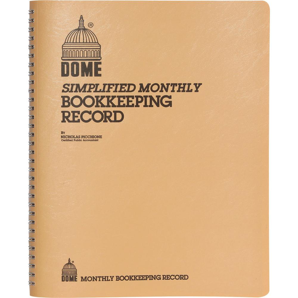 Dome Bookkeeping Record Book - 128 Sheet(s) - Wire Bound - 8.75" x 11.25" Sheet Size - White Sheet(s) - Beige Cover - Recycled - 1 Each. Picture 1