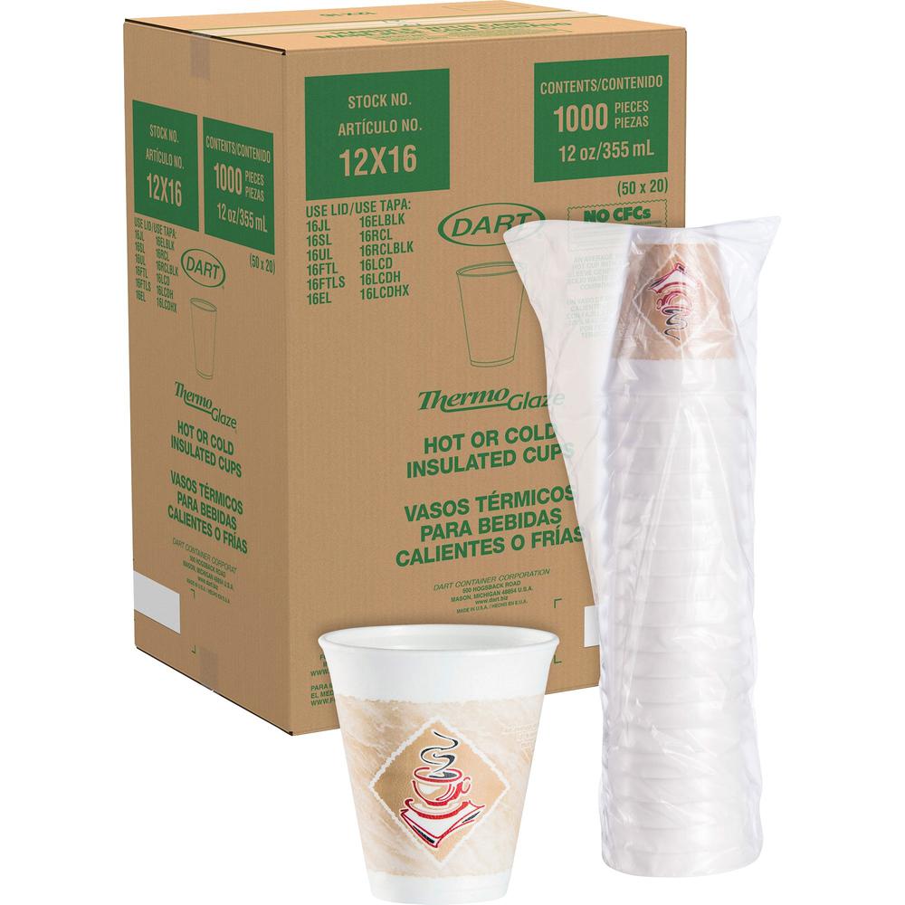 Dart 12 oz Cafe G Design Insulated Foam Cups - 20 / Bag - 50 / Carton - Brown, Red - Foam - Cold Drink, Hot Drink. Picture 1