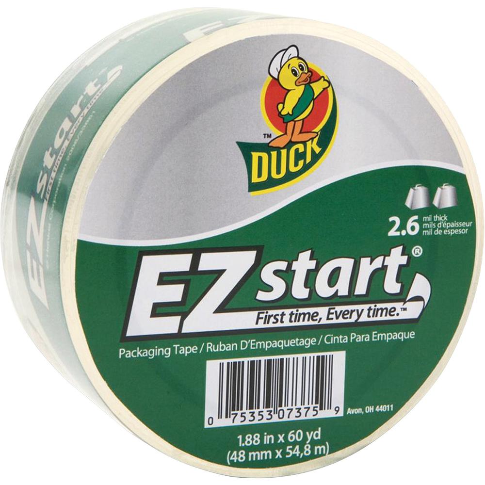 Duck Brand Brand EZ START Packaging Tape - 60 yd Length x 1.88" Width - 3" Core - 2.60 mil - Tear Resistant, Split Resistant - For Sealing, Packing - 1 / Roll - Clear. Picture 1