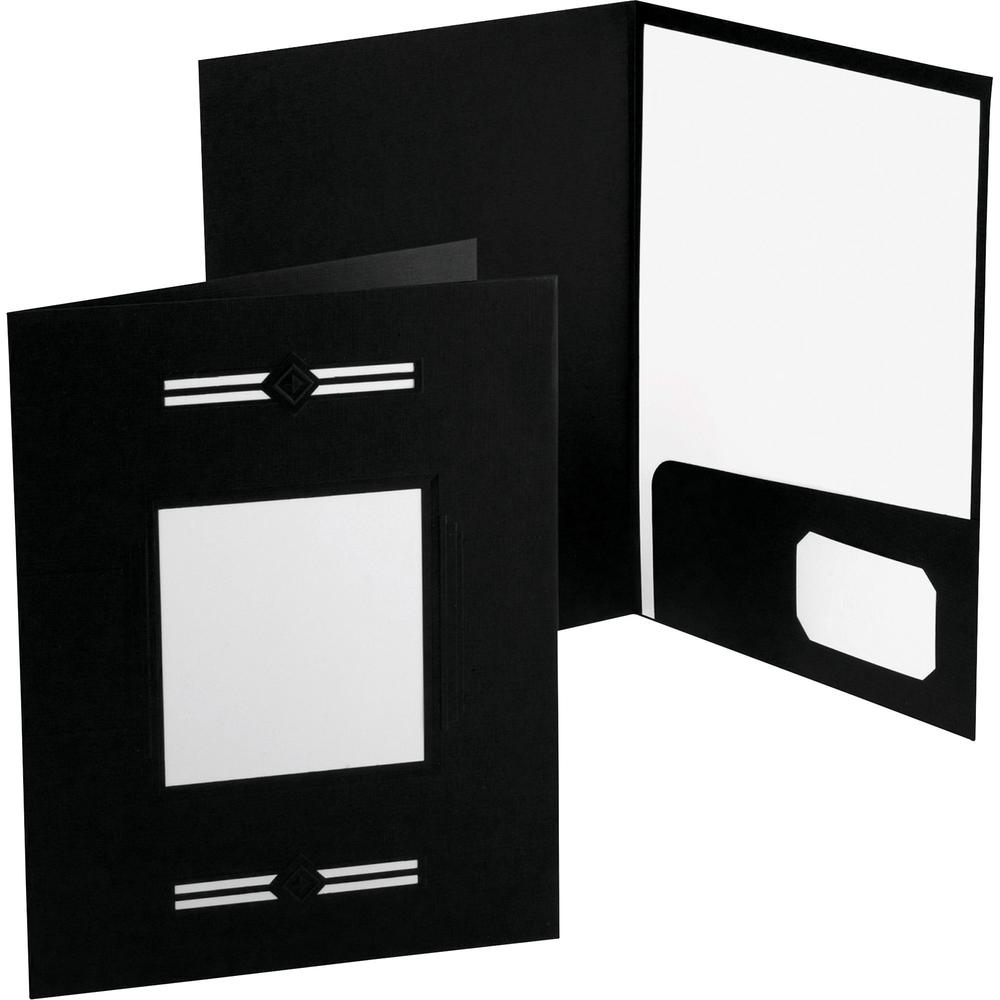 Oxford LaserView Letter Recycled Pocket Folder - 8 1/2" x 11" - 2 Pocket(s) - Black - 30% Recycled - 10 / Pack. The main picture.