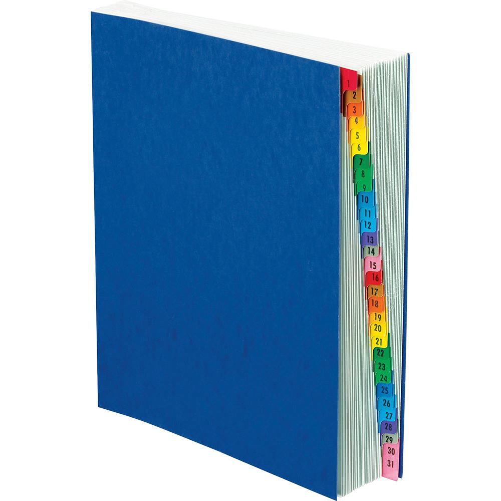 Pendaflex PressGuard Expadable 1-31 Index Desk File - 30 Printed Tab(s) - Digit - 1-30 - 30 Tab(s)/Set - Black, Blue Divider - Multicolor Mylar Tab(s) - Recycled - Moisture Resistant, Reinforced Gusse. Picture 1