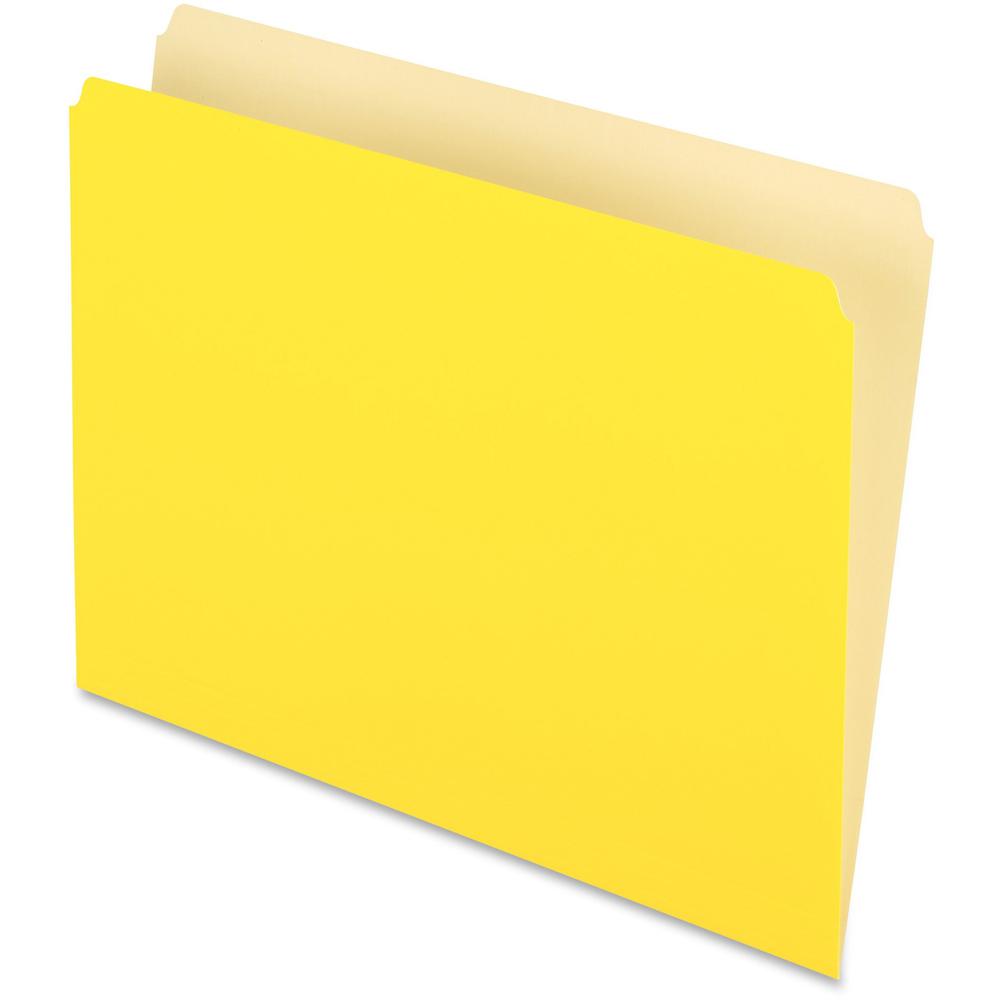 Pendaflex Letter Recycled Top Tab File Folder - 8 1/2" x 11" - Yellow - 30% Recycled - 100 / Box. Picture 1