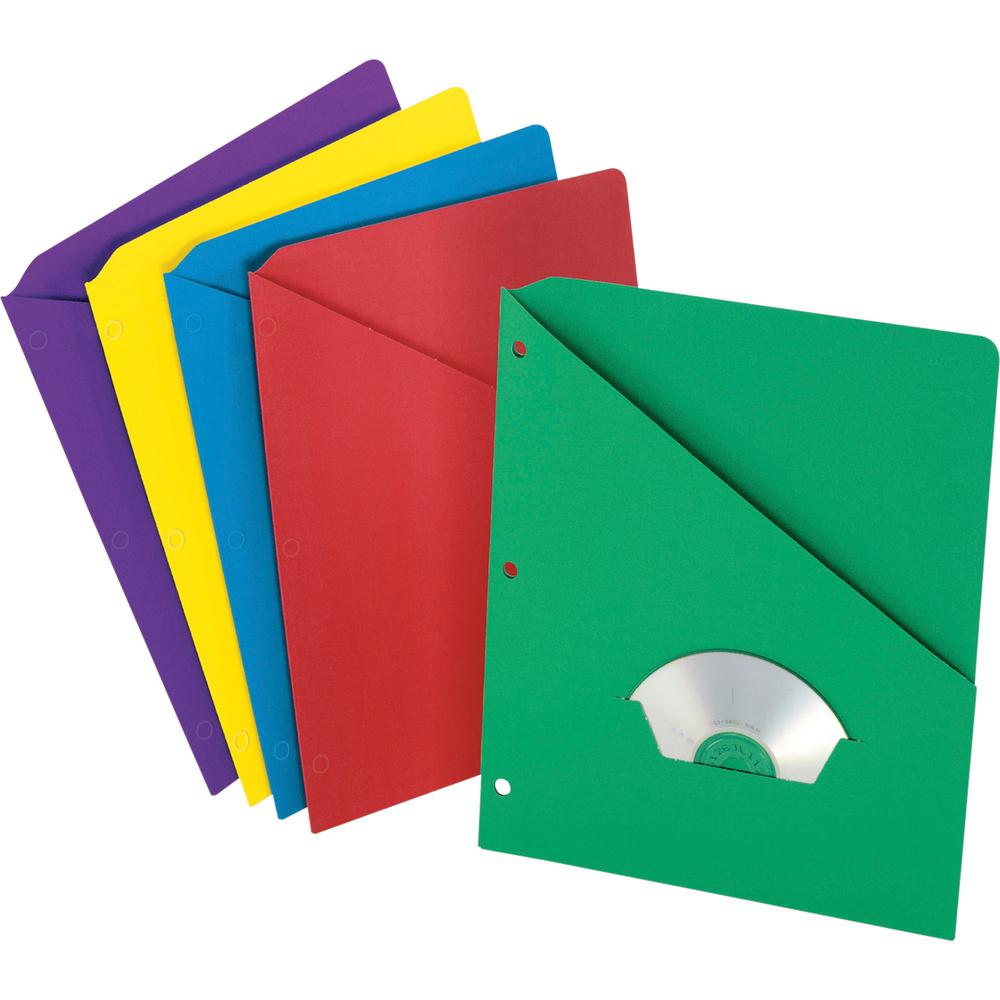 Pendaflex Slash Pocket 3-hole Project Folders - For Letter 8 1/2" x 11" Sheet - Multi - 25 / Pack. Picture 1