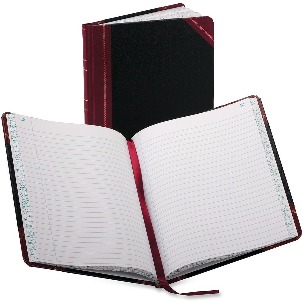 Boorum & Pease Boorum 38 Series Account Books - 150 Sheet(s) - Thread Sewn - 7.62" x 9.62" Sheet Size - Black - White Sheet(s) - Blue, Red Print Color - Black, Red Cover - 1 Each. Picture 1