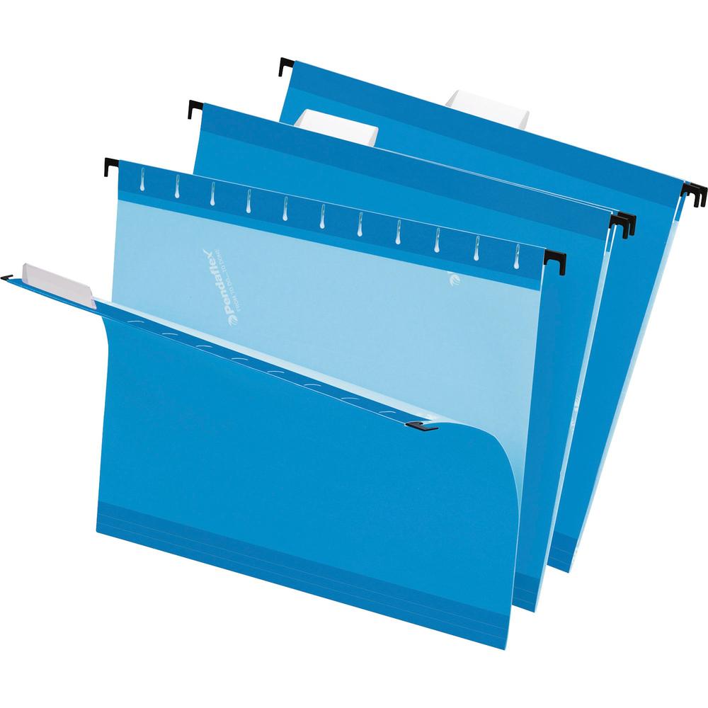 Pendaflex 1/5 Tab Cut Letter Recycled Hanging Folder - 8 1/2" x 11" - Blue - 10% Recycled - 25 / Box. Picture 1