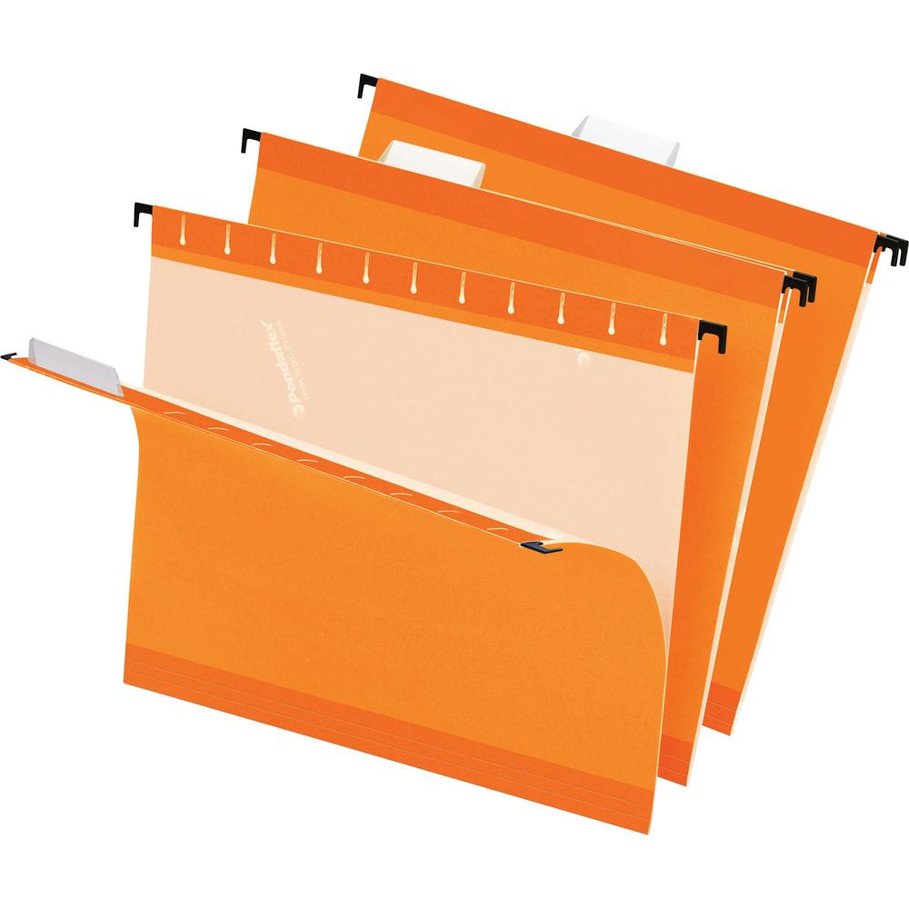 Pendaflex 1/5 Tab Cut Letter Recycled Hanging Folder - 8 1/2" x 11" - Orange - 10% Recycled - 25 / Box. Picture 1