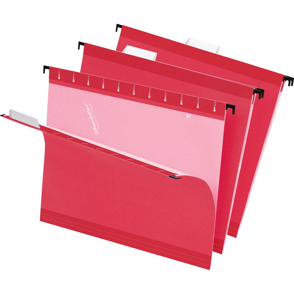 Pendaflex 1/5 Tab Cut Letter Recycled Hanging Folder - 8 1/2" x 11" - Red - 10% Recycled - 25 / Box. Picture 1