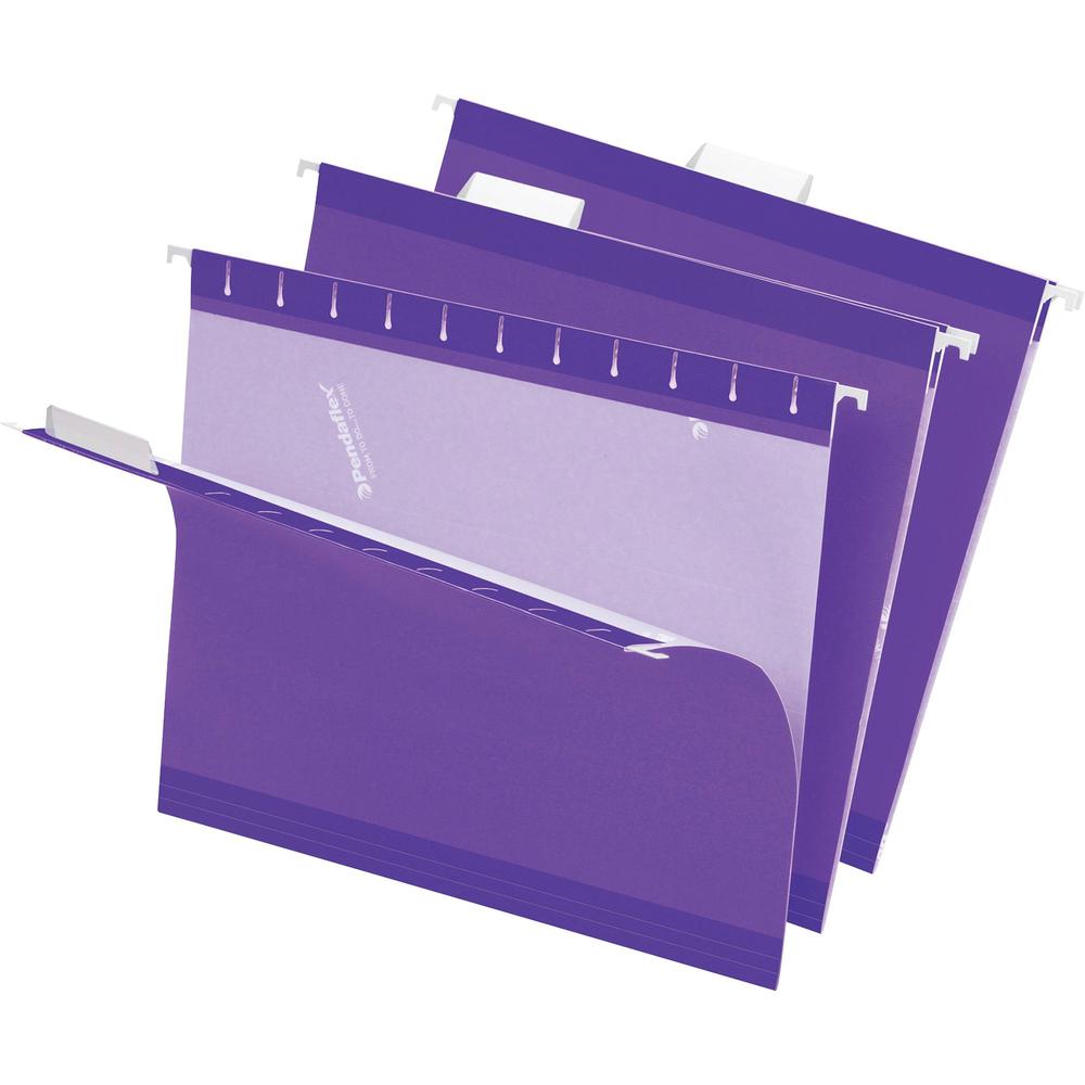 Pendaflex 1/5 Tab Cut Letter Recycled Hanging Folder - 8 1/2" x 11" - Violet - 10% Recycled - 25 / Box. The main picture.