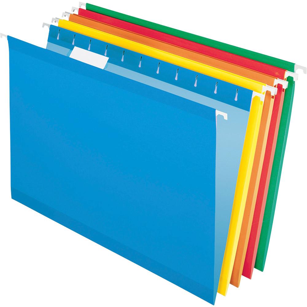 Pendaflex 1/5 Tab Cut Legal Recycled Hanging Folder - 8 1/2" x 14" - Blue, Red, Yellow, Orange, Green - 10% Recycled - 25 / Box. Picture 1