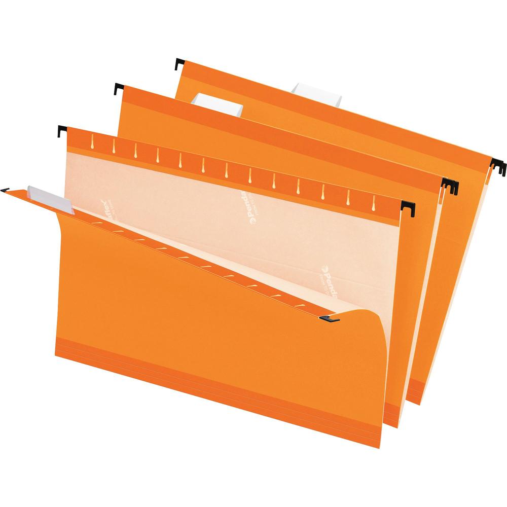 Pendaflex 1/5 Tab Cut Legal Recycled Hanging Folder - 8 1/2" x 14" - Orange - 10% Recycled - 25 / Box. Picture 1