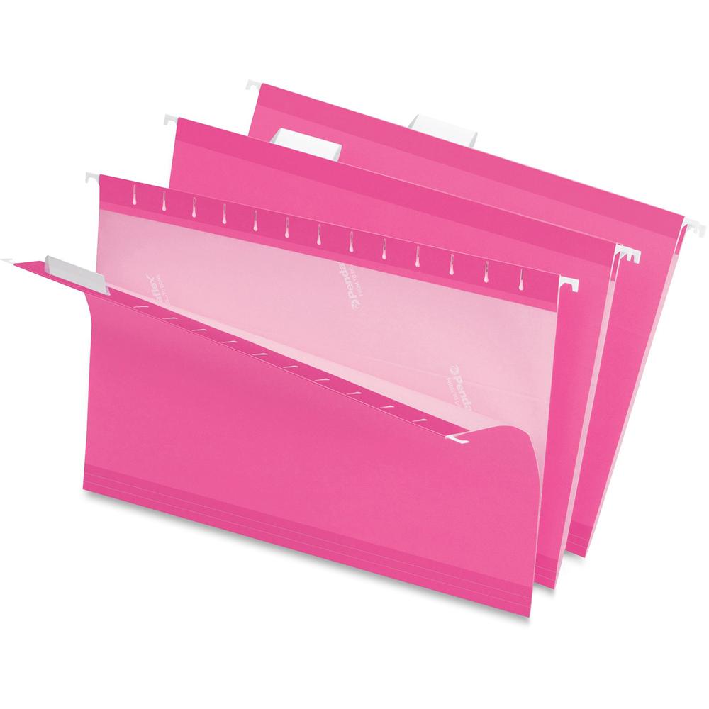 Pendaflex 1/5 Tab Cut Legal Recycled Hanging Folder - 8 1/2" x 14" - Pink - 10% Recycled - 25 / Box. Picture 1