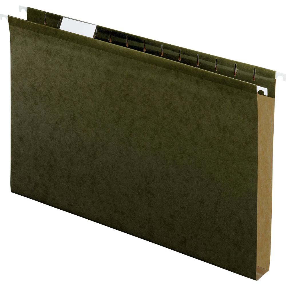 Pendaflex Legal Recycled Hanging Folder - 1" Folder Capacity - 8 1/2" x 14" - 1" Expansion - Pressboard - Standard Green - 10% Recycled - 25 / Box. Picture 1