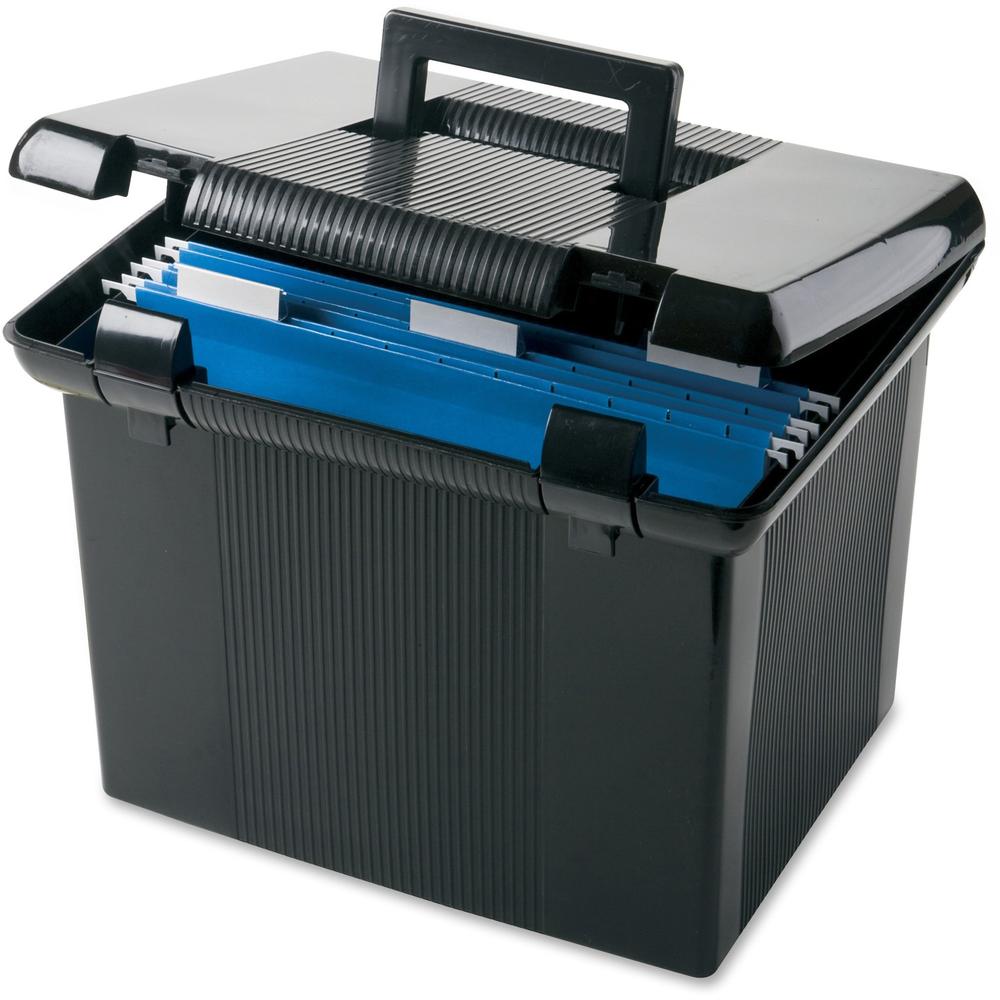 Pendaflex Portafile File Storage Box - External Dimensions: 14" Width x 11.1" Depth x 11"Height - Media Size Supported: Letter - Plastic - Black - For File - 1 Each. Picture 1