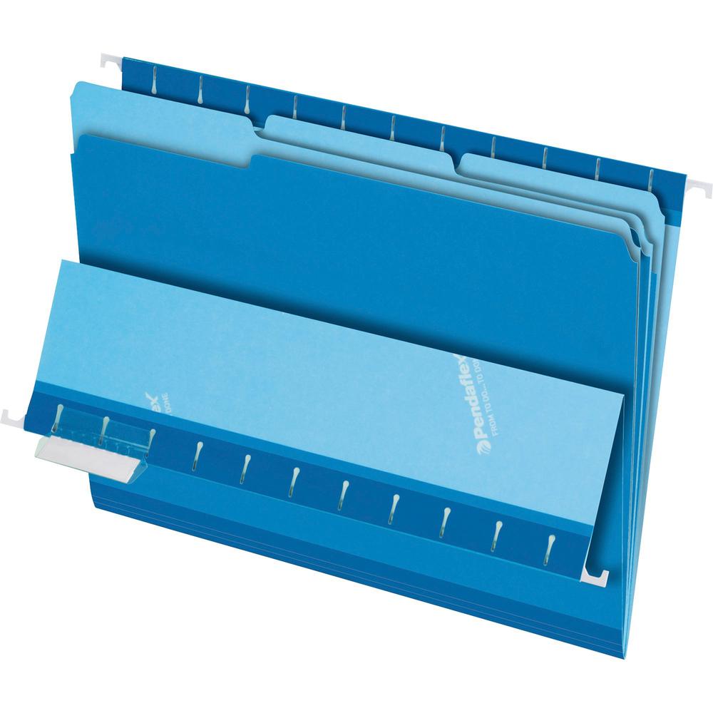 Pendaflex 1/3 Tab Cut Letter Recycled Top Tab File Folder - 8 1/2" x 11" - Top Tab Location - Assorted Position Tab Position - Blue - 10% Recycled - 100 / Box. Picture 1