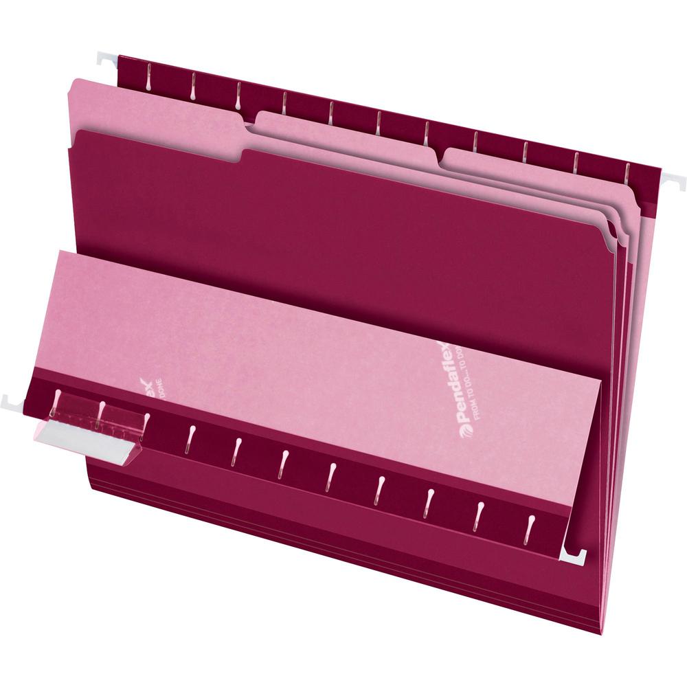 Pendaflex 1/3 Tab Cut Letter Recycled Top Tab File Folder - 8 1/2" x 11" - Burgundy - 10% Recycled - 100 / Box. The main picture.