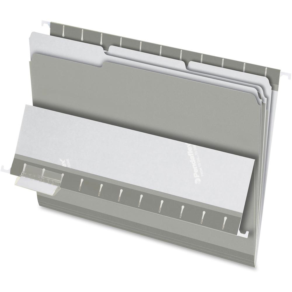 Pendaflex 1/3 Tab Cut Letter Recycled Top Tab File Folder - 8 1/2" x 11" - Gray - 10% Recycled - 100 / Box. Picture 1