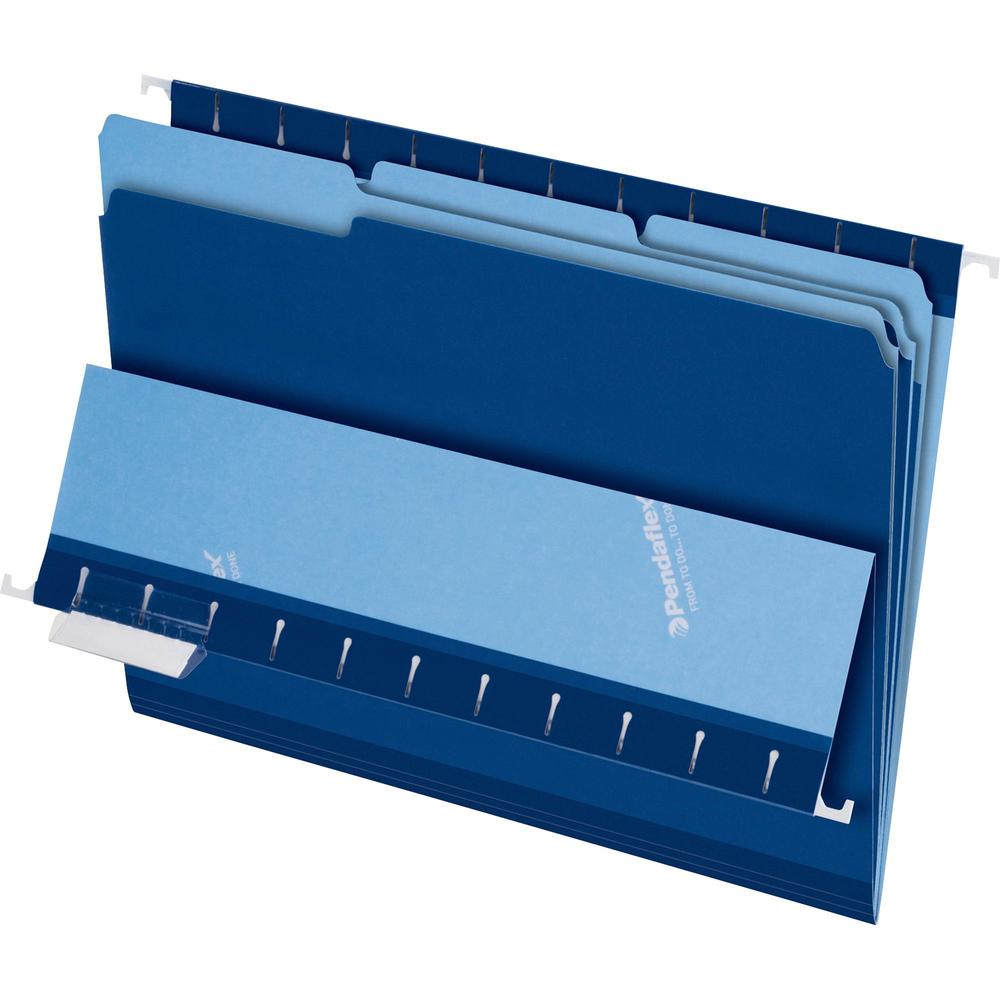 Pendaflex 1/3 Tab Cut Letter Recycled Top Tab File Folder - 8 1/2" x 11" - Navy Blue - 10% Recycled - 100 / Box. Picture 1