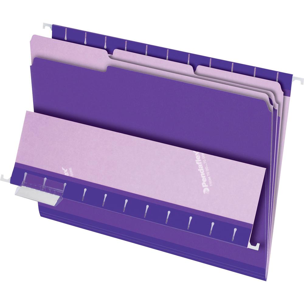 Pendaflex 1/3 Tab Cut Letter Recycled Top Tab File Folder - 8 1/2" x 11" - Violet - 10% Recycled - 100 / Box. The main picture.