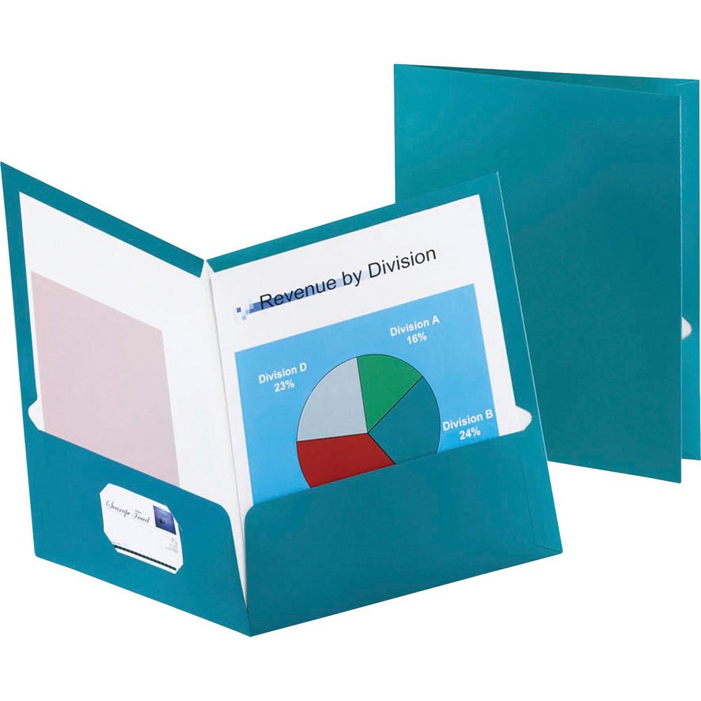 Oxford Letter Pocket Folder - 8 1/2" x 11" - 150 Sheet Capacity - 2 Internal Pocket(s) - Teal - 25 / Box. The main picture.