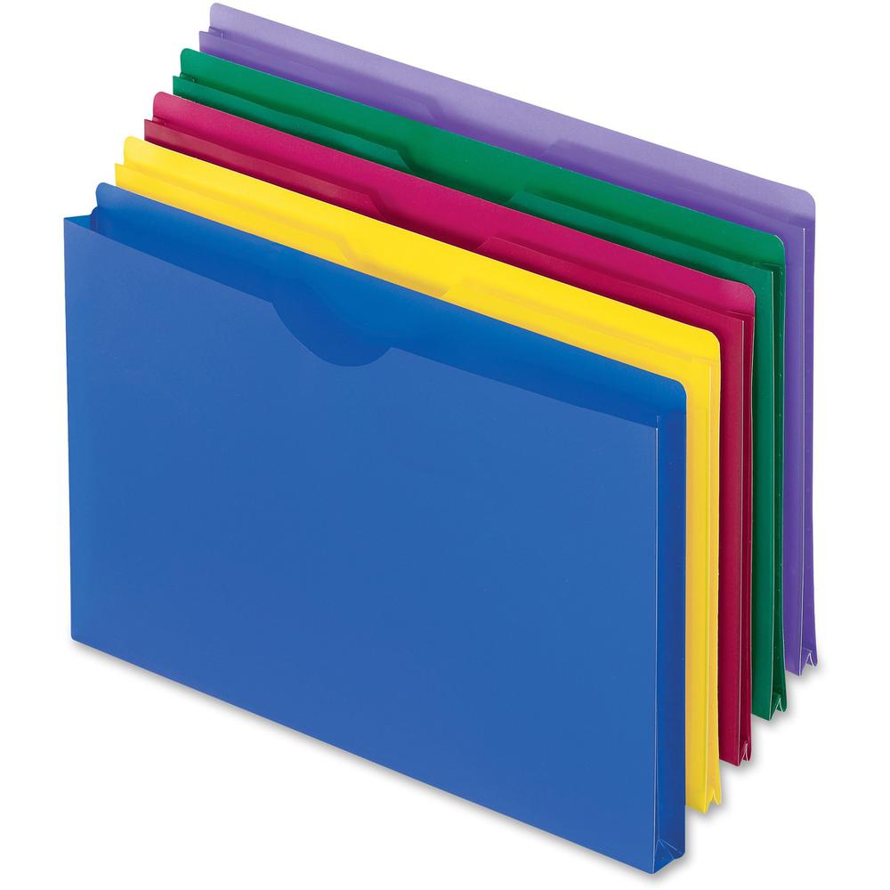 Pendaflex Legal File Jacket - 8 1/2" x 14" - 1" Expansion - Poly - Blue, Magenta, Yellow, Green, Purple - 5 / Pack. Picture 1