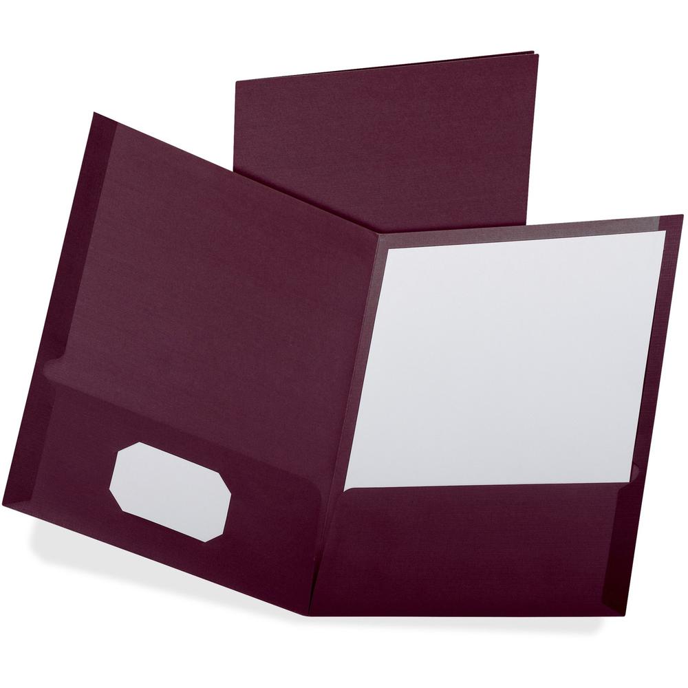 Oxford Letter Recycled Pocket Folder - 8 1/2" x 11" - 100 Sheet Capacity - 2 Pocket(s) - Burgundy - 35% Recycled - 25 / Box. Picture 1