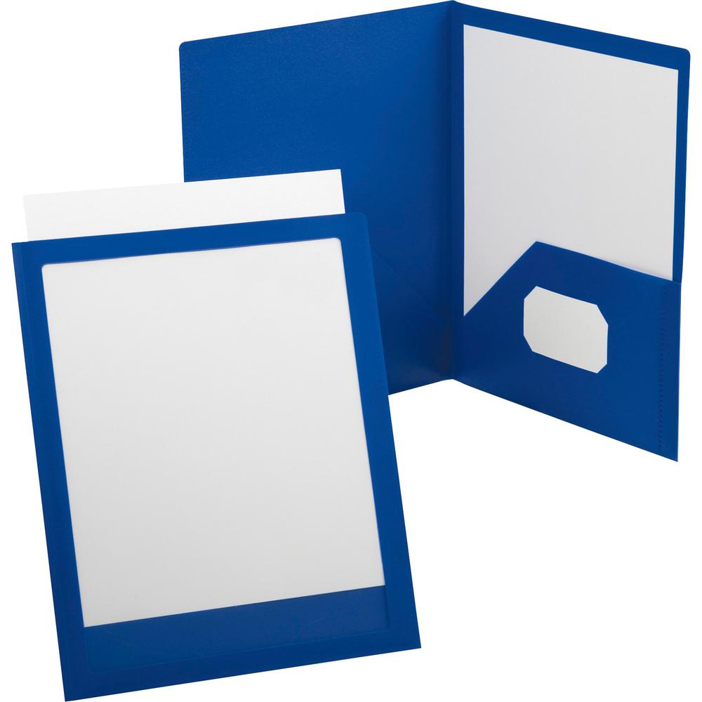 Oxford ViewFolio Letter Pocket Folder - 8 1/2" x 11" , 9 1/2" x 11 5/8" - 2 Pocket(s) - Polypropylene - Blue - 1 Each. The main picture.