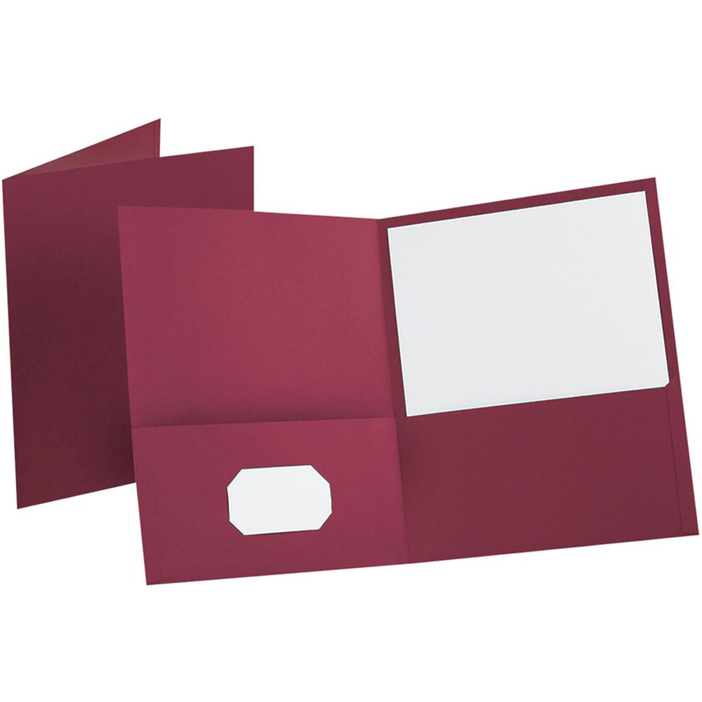 Oxford Letter Recycled Pocket Folder - 8 1/2" x 11" - 100 Sheet Capacity - 2 Internal Pocket(s) - Leatherette Paper - Burgundy - 10% Recycled - 25 / Box. The main picture.