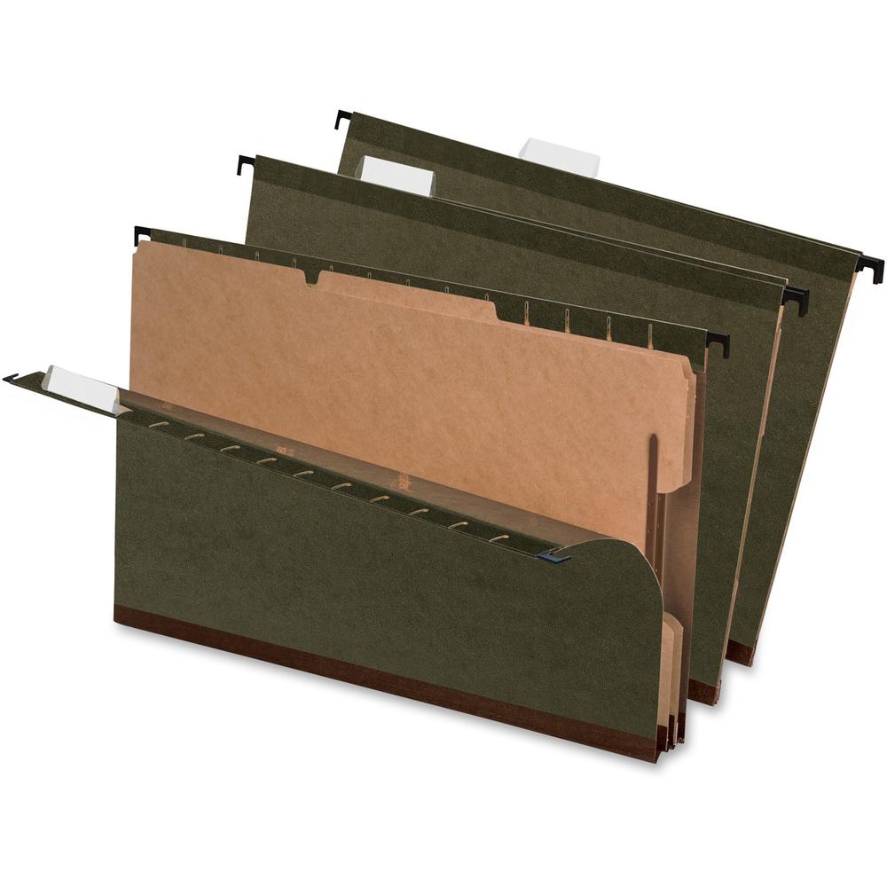 Pendaflex Legal Hanging Folder - 8 1/2" x 14" - 2" Expansion - 2" Fastener Capacity for Folder - 2 Divider(s) - Tyvek, Pressboard - Green - 10 / Box. Picture 1
