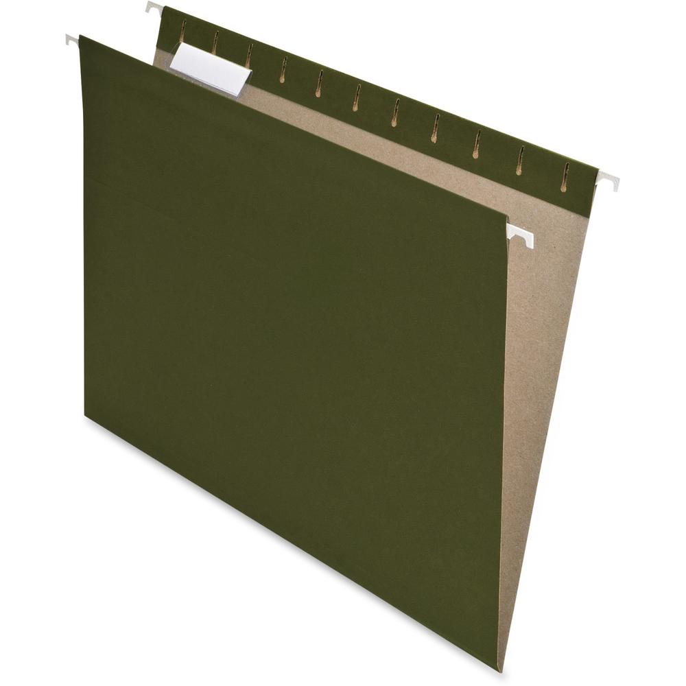 Pendaflex 1/5 Tab Cut Letter Recycled Hanging Folder - 8 1/2" x 11" - Green - 100% Recycled - 25 / Box. Picture 1