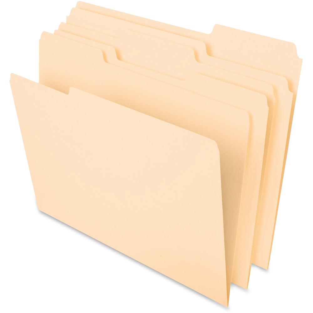 Pendaflex 1/3 Tab Cut Letter Recycled Top Tab File Folder - 8 1/2" x 11" - 3/4" Expansion - Top Tab Location - Assorted Position Tab Position - Manila - 10% Recycled - 100 / Box. The main picture.