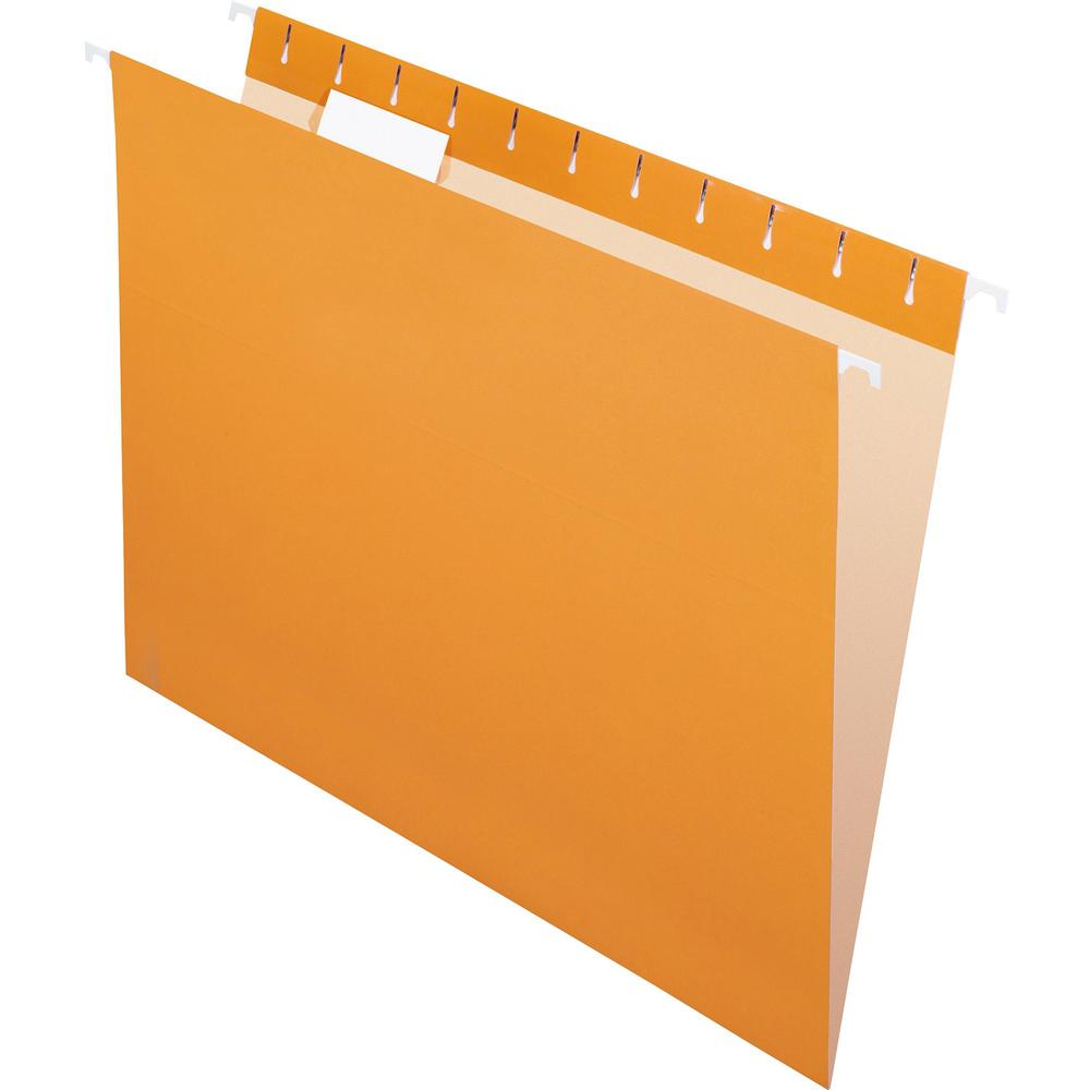 Pendaflex Essentials 1/5 Tab Cut Letter Recycled Hanging Folder - 8 1/2" x 11" - Orange - 100% Recycled - 25 / Box. Picture 1