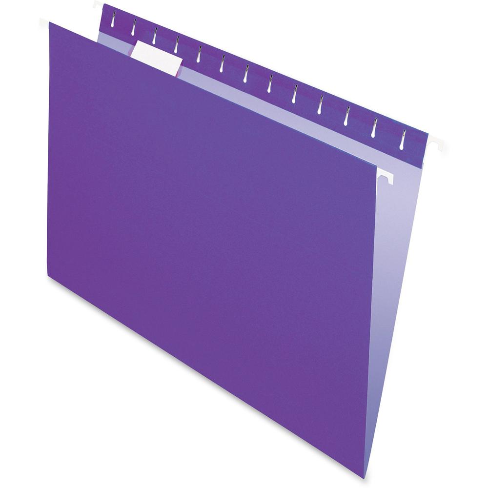 Pendaflex Essentials 1/5 Tab Cut Letter Recycled Hanging Folder - 8 1/2" x 11" - Violet - 100% Recycled - 25 / Box. Picture 1