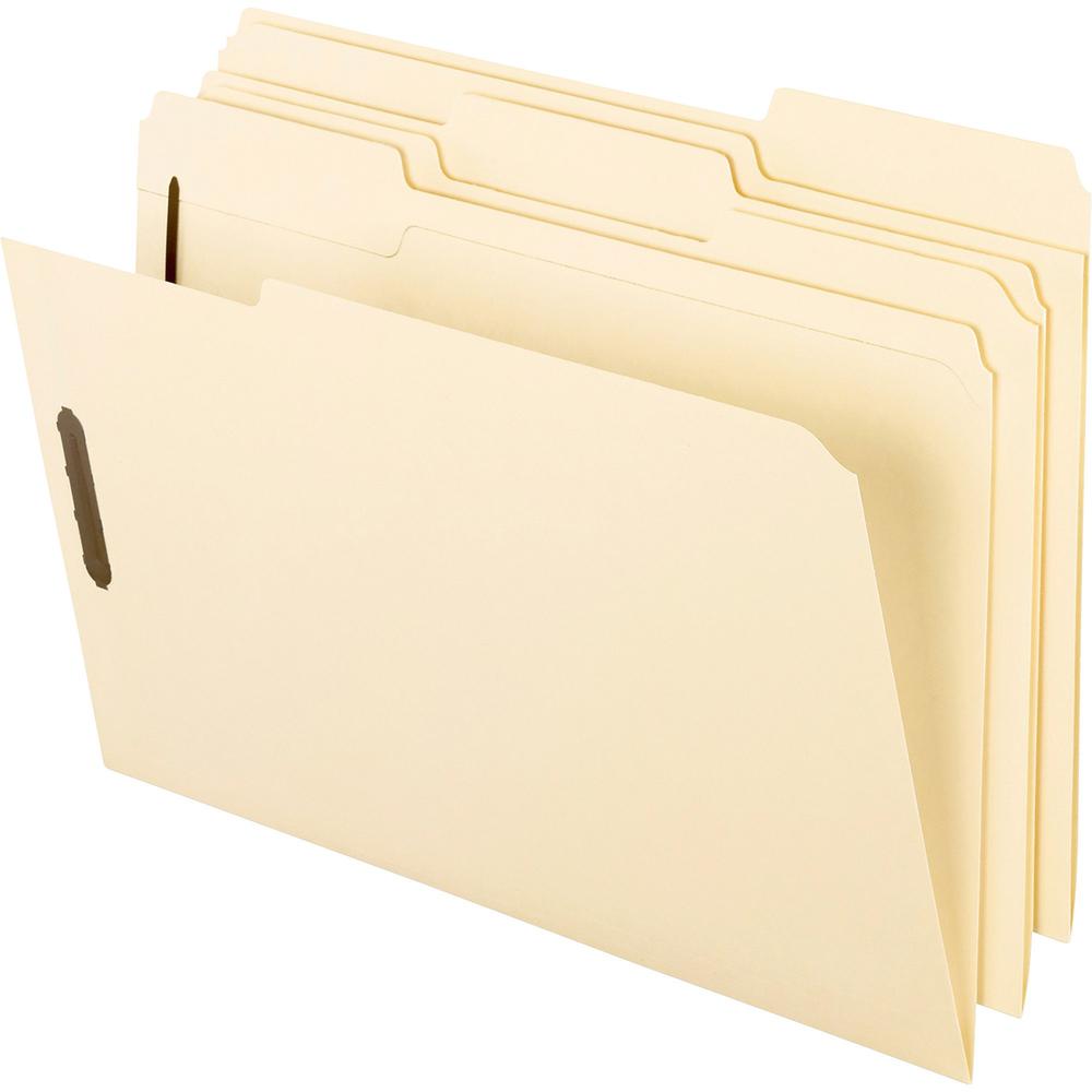 Pendaflex 1/3 Tab Cut Letter Recycled Top Tab File Folder - 8 1/2" x 11" - 2 Fastener(s) - 2" Fastener Capacity for Folder - Top Tab Location - Assorted Position Tab Position - Manila - Manila - 10% R. Picture 1