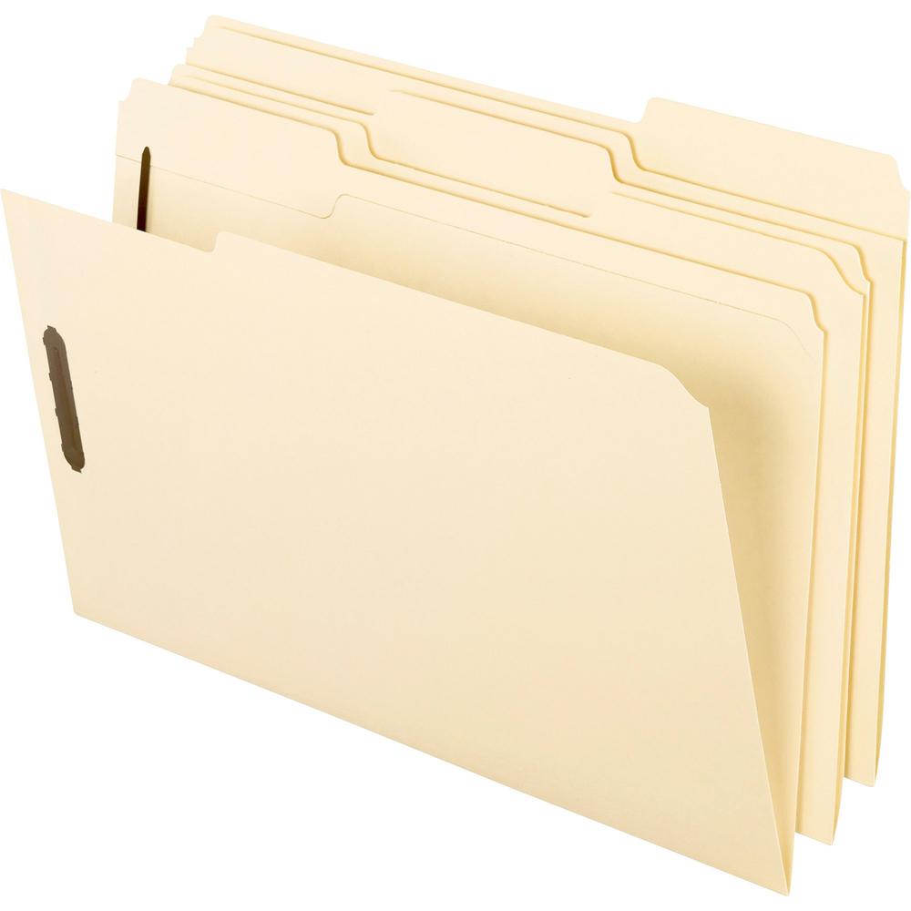 Pendaflex 1/3 Tab Cut Legal Recycled Top Tab File Folder - 8 1/2" x 14" - 2 Fastener(s) - 2" Fastener Capacity for Folder - Top Tab Location - Assorted Position Tab Position - Manila - Manila - 10% Re. Picture 1