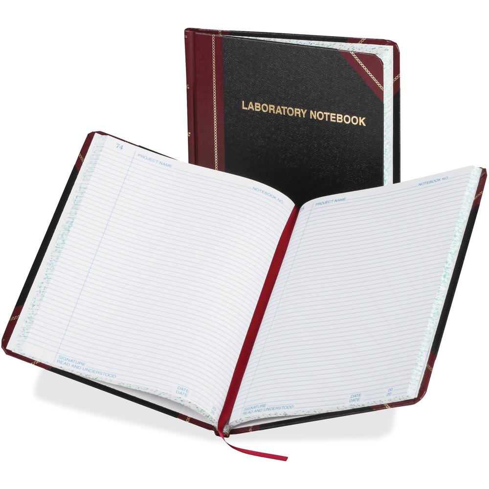Boorum & Pease Boorum Laboratory Record Notebooks - 150 Sheets - Sewn - 8 1/8" x 10 3/8" - White Paper - BlackFabrihide Cover - Acid-free, Hard Cover, Water Proof - 1 Each. Picture 1