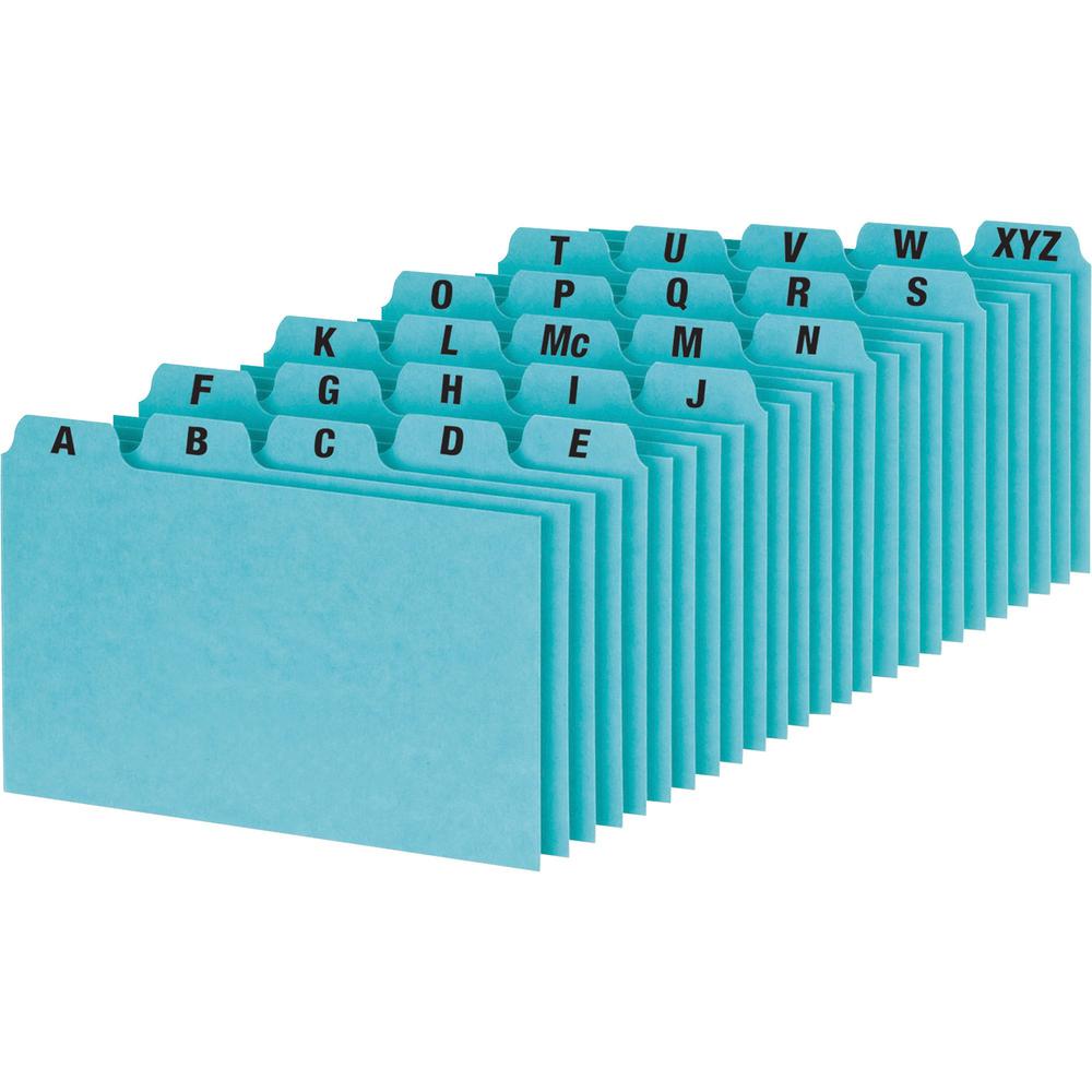Oxford A-Z Tabs Index Card Guides - Printed Tab(s) - Character - A-Z - 9" Divider Width x 6" Divider Length - Blue Pressboard Divider - 25 / Set. Picture 1