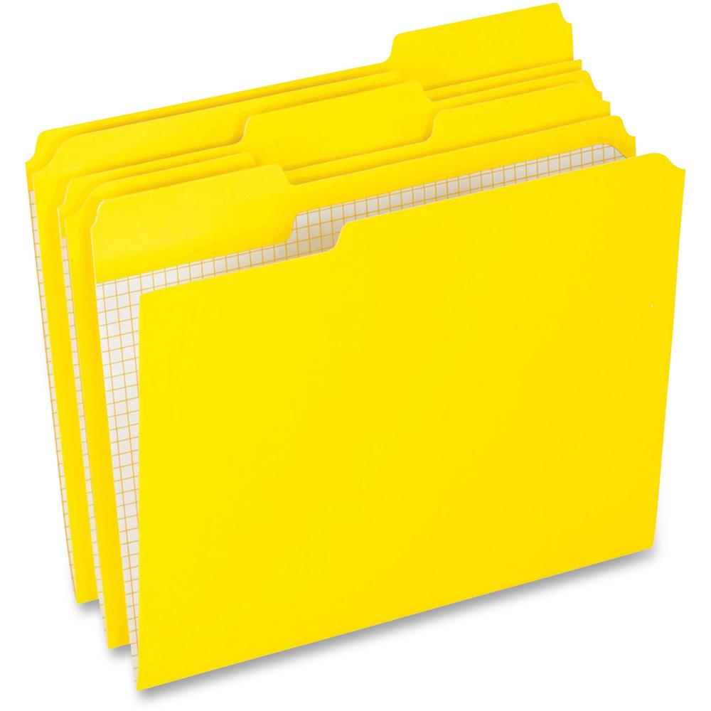 Pendaflex 1/3 Tab Cut Letter Recycled Top Tab File Folder - 8 1/2" x 11" - Yellow - 10% Recycled - 100 / Box. Picture 1